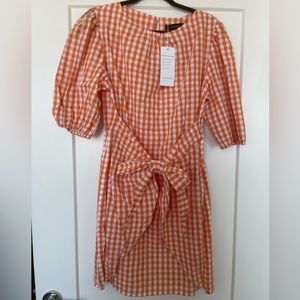 Orange and White Plaid Gingham Women’s Dress